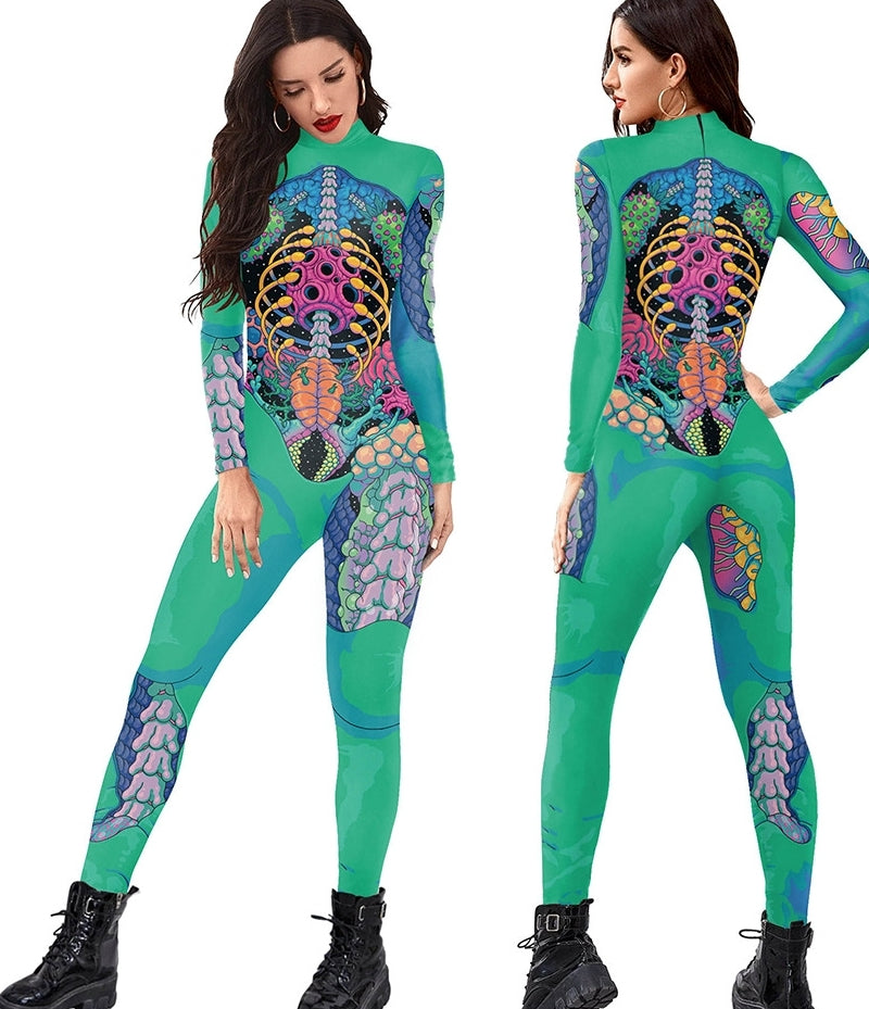 Skeleton Digital Printing Jumpsuits